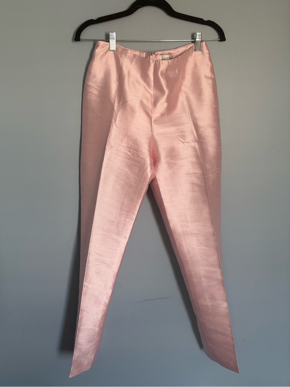 Oscar de la Renta Light Pink Straight-Leg 100% SILK Trousers